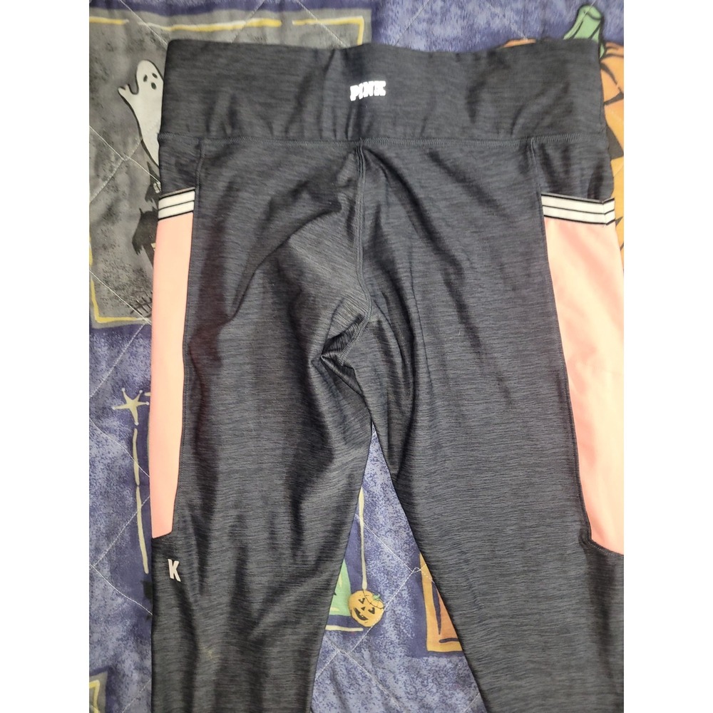 Victoria Secret Stretch Leggings Gray Pink White Pockets Women's Medium - Picture 10 of 13